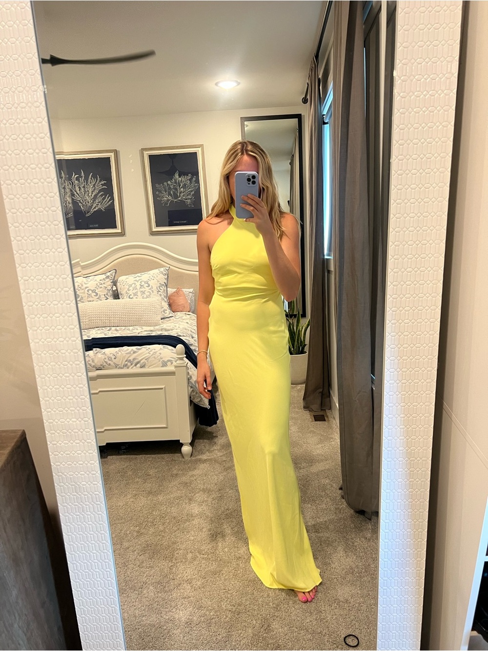 NWT Mango Open Back Halter Maxi Dress Butter Sz S